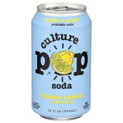 Culture Pop, Probiotic Soda Ginger Lemon And Turmeric, 12 Oz(Case Of 12)