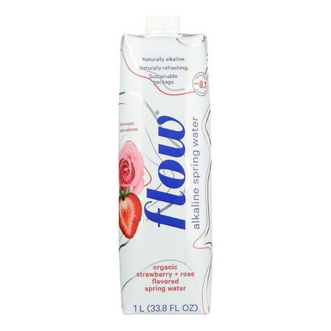 Flow Water, Alkaline Spring Water Strawberry Rose, 33.8 Oz(Case Of 12) Flow Water