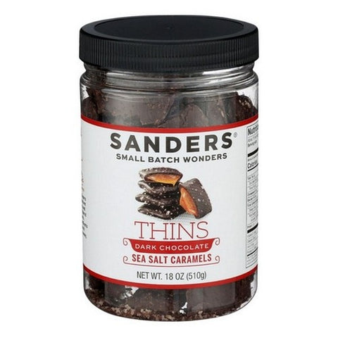 Sanders, Milk Chocolate Sea Salt Caramel Thins Tub, 18 Oz(Case Of 6)