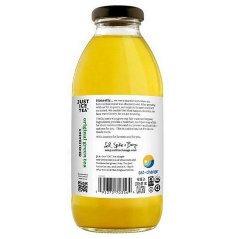 Just Ice Tea, Organic Unsweetened Original Green Tea, 16 Oz(Case Of 12)