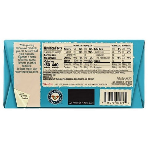 Chocolove, Hawaiian Sea Salt In Strong Dark Chocolate, 3 Oz(Case Of 12)