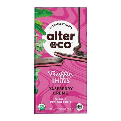Alter Eco, Truffle Thins Raspberry Creme, 2.96 Oz(Case Of 12)
