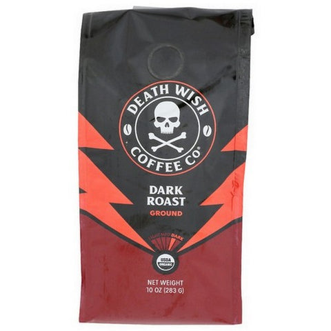 Death Wish Coffee, Organic Ground Coffee Dark Roast, 10 Oz(Case Of 6)