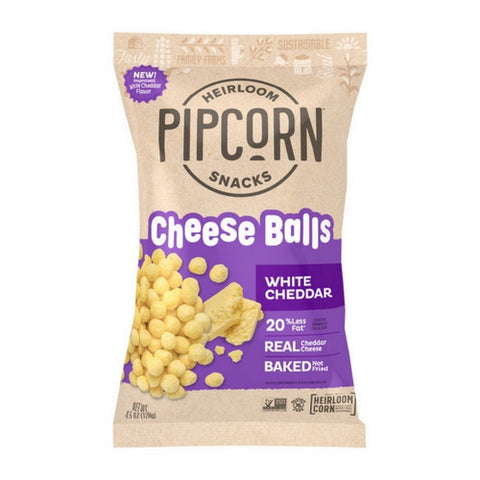 Pipcorn, White Cheddar Cheese Balls, 4.5 Oz (Case Of 12)