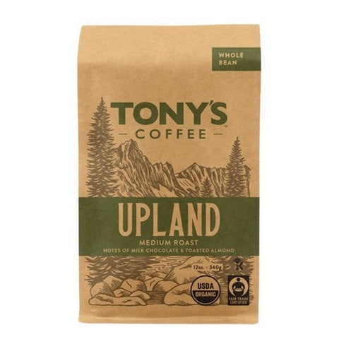Tonys Coffee, Upland Medium Roast Whole Bean Coffee, 12 Oz (Case Of 6)