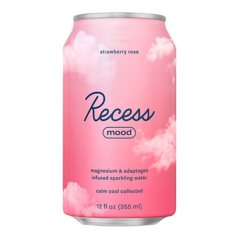 Recess, Peach Strawberry Rose Mood Sparkling Water, 12 Oz (Case Of 12)