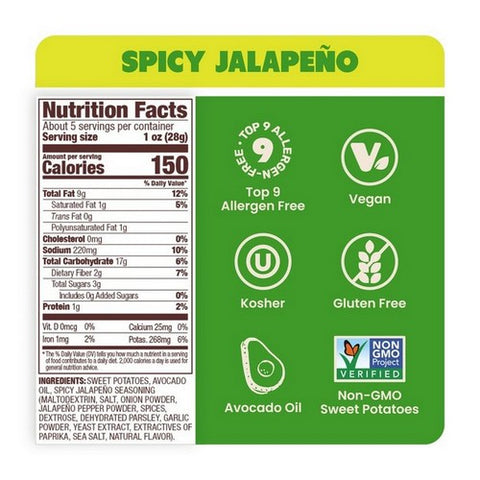 Jacksons Chips, Sweet Potato Kettle Chips Spicy Jalapeno, 5 Oz (Case Of 12)