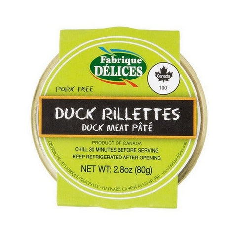 Fabrique Delices, Duck Rillettes Glass Jar, 2.8 Oz(Case Of 12)