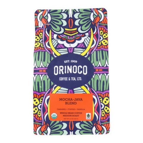 Orinoco Coffee Tea, Mocha Java Blend Coffee Whole Bean, 12 Oz(Case Of 6)