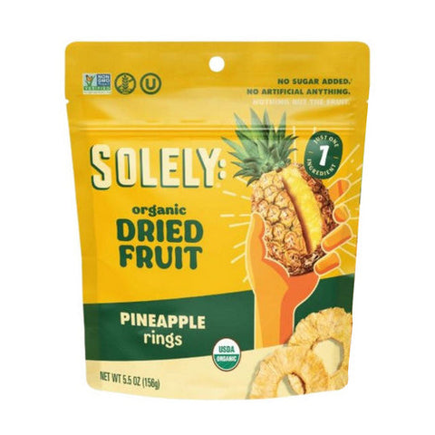 Solely, Organic Dried Fruit Pineapple Rings, 5.5 Oz(Case Of 6) Solely