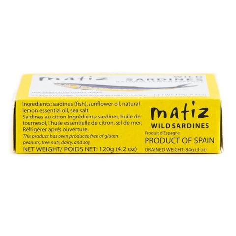 Matiz, Wild Sardines with Natural Lemon, 4.2 Oz(Case Of 12)