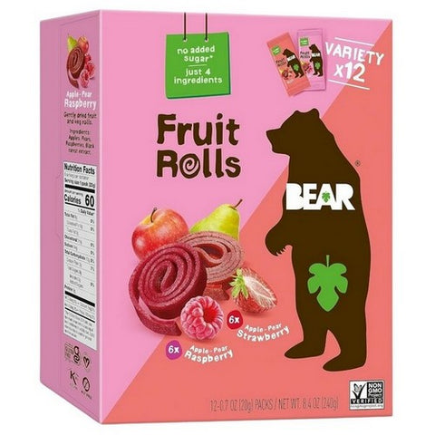 Bear, Fruit Rolls Strawberry And Raspberry Variety, 8.4 Oz(Case Of 5)