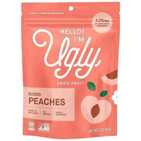 Hello I'm Ugly, Dried And Sliced Peaches, 3 Oz(Case Of 12)