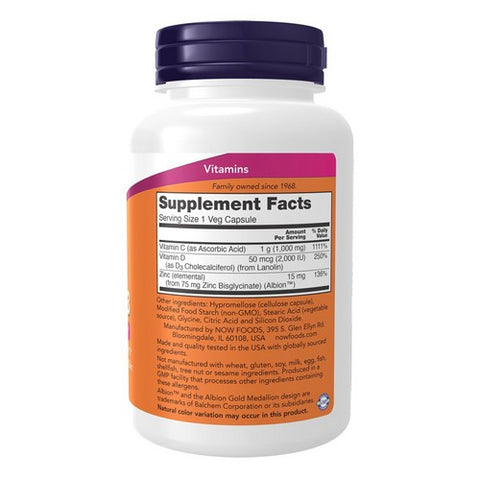 Now Foods, Vitamin C-1000 Zinc & Vitamin D-3, 100 VegCaps