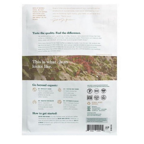 Natural Force, Clean Coffee Decaf Medium Roast Whole Bean, 12 Oz