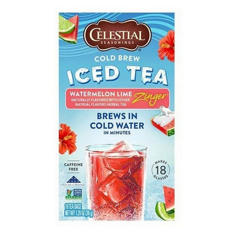 Celestial Seasonings, Cold Brew Watermelon Lime Zinger Tea, 18 Bags