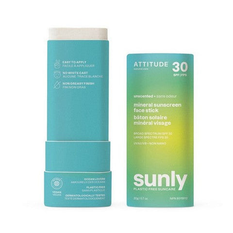 Attitude, Sunly Mineral Sunscreen Face Stick Spf 30 Unscented, 0.7 Oz Attitude