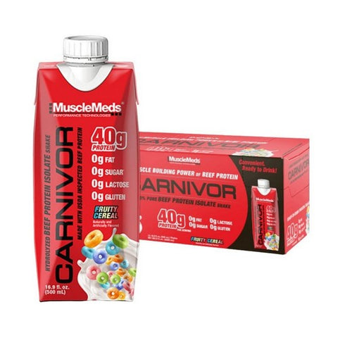 JST WRK Energy, MuscleMeds Carnivor Fruity Cereal, 12 Count JST WRK Energy