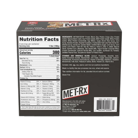 Pure Protein, Met-Rx Big 100 Fruit Cereal Crunch, 9 Count