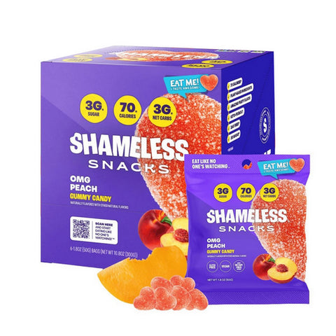 Omg Peach Gummy Candy 6 Count by Shameless Snacks