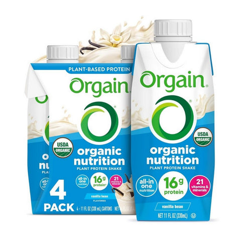 Organic Vegan Nutrition Shakes Vanilla Bean 11 Oz x 4 (Case Of 3) by Orgain