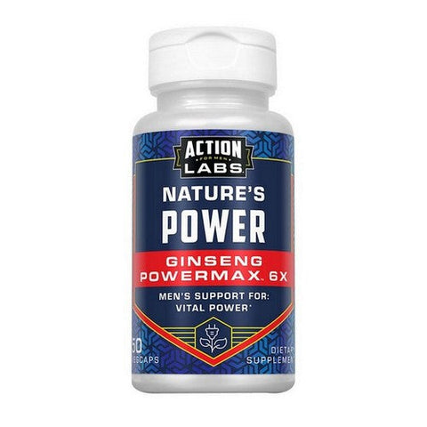 Action Labs, Ginseng PowerMax 6X, 50 Count Action Labs