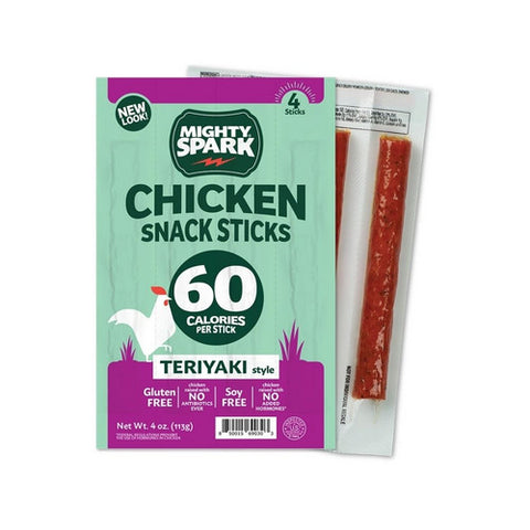 Mighty Spark Chicken Snack Sticks Teriyaki 4 Oz (Case of 8) by Mighty Spark