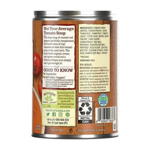 Pacific Foods, Organic Red Pepper And Tomato Bisque Can, 16.3 Oz (Case Of 12)