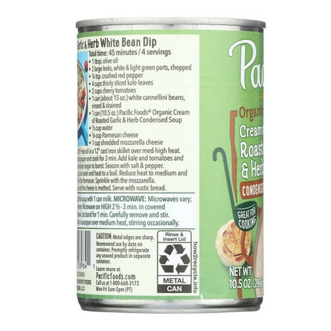 Pacific Foods, Organic Condensed Cream Of Roasted Garlic And Herb Soup, 10.5 Oz (Case Of 12)