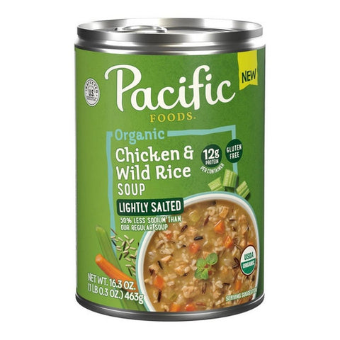Pacific Foods, Organic Lightly Salted Chicken And Wild Rice Soup, 16.3 Oz (Case Of 12)