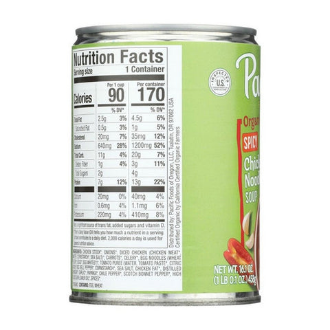Pacific Foods, Organic Spicy Chicken Noodle Soup, 16.1 Oz (Case Of 12)