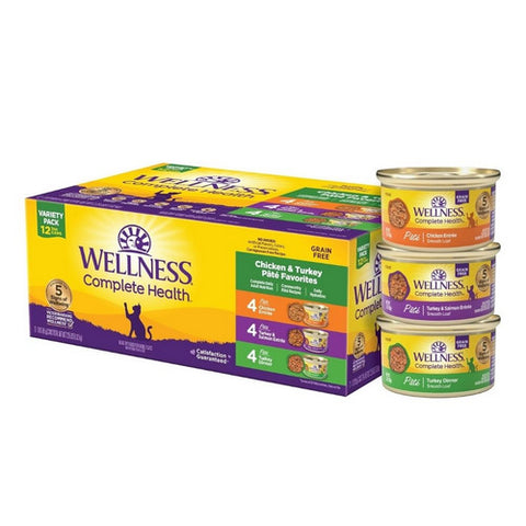 Wellness, Wellness Chicken and Turkey Pate Favorites Cat Food Variety Pack, 3 Oz (Case Of 12)