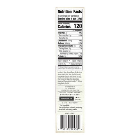 Epic, Bacon And Cranberry Bison Bar Uncured, 5.2 Oz (Case of 8)