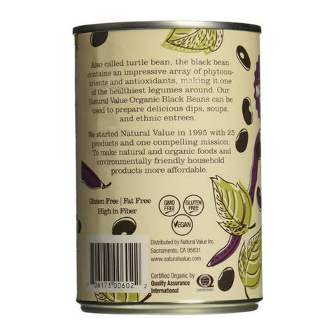 Natural Value, Organic Black Beans, 15 Oz (Case Of 12)
