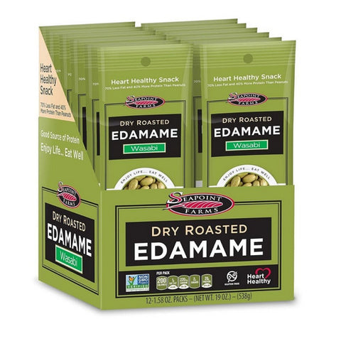 Edamame Dry Roasted Spicy Wasabi Snack 1.58 Oz (Case Of 12) by Seapoint Farms