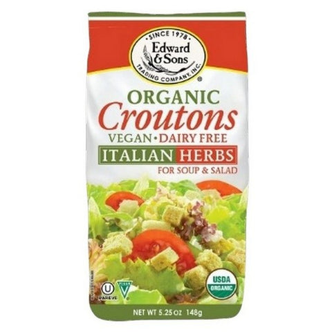 Edward And Sons, Organic Italian Herbs Croutons, 5.25 Oz (Case Of 6)