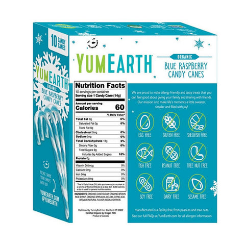 YumEarth, Organic Blue Raspberry Candy Canes, 4.94 Oz (Case Of 12)
