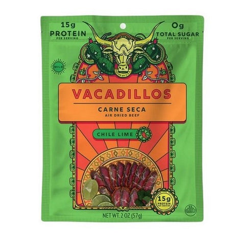 Vacadillos, Carne Seca Chile Lemon Jerky Snack, 2 Oz (Case Of 8)