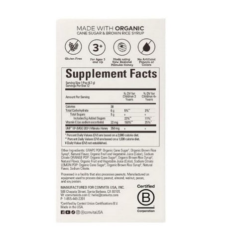 Comvita, Honey Manuka Soothing  LolliPops, 12 Count