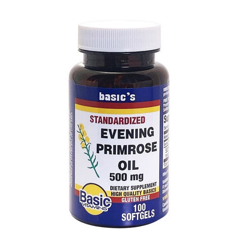 Basic Vitamins, Evening Primrose Oil, 500 Mg, 100 Softgels
