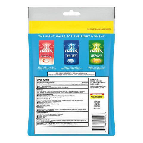Halls, Cough Suppressant Oral Anesthetic Drops Sugar Free Mountain Menthol Flavor, 70 Count Halls