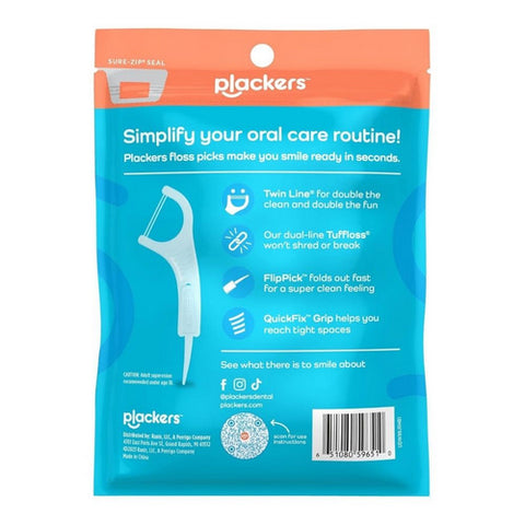 Plackers, Twin Line Dental Flossers Cool Mint, 75 Count
