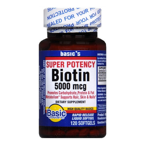 Basic Vitamins, Biotin, 5000 Mcg, 120 Softgels
