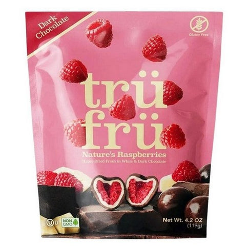 Tru Fru, Hyper Dried Raspberries In White And Dark Chocolate, 4.2 Oz