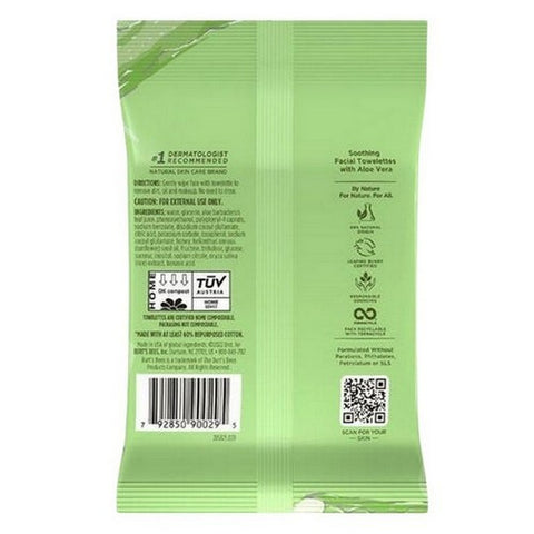 Burts Bees, Sensitive Facial Cleansing Towelettes With Cotton Extract, 10 Count