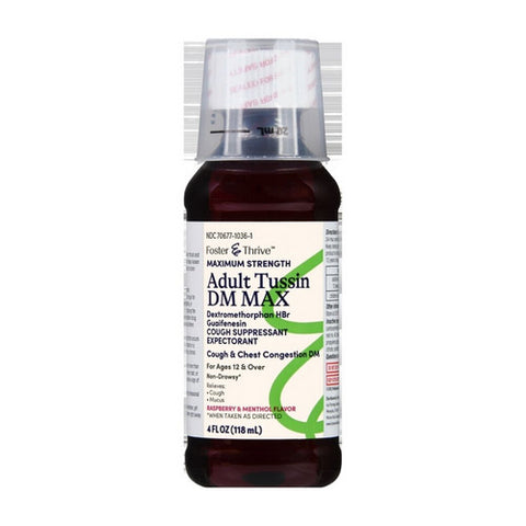 Foster And Thrive, Adult Tussin Dm Max Raspberry & Menthol, 4 Oz