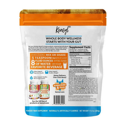 Konsyl, Daily Psyllium Fiber Orange Sugar Free, 11.4 Oz Konsyl