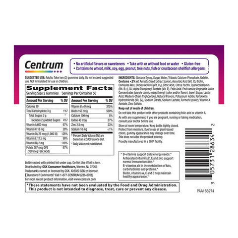Centrum, Women Multigummies Assorted Natural Fruit Flavors, 100 Count