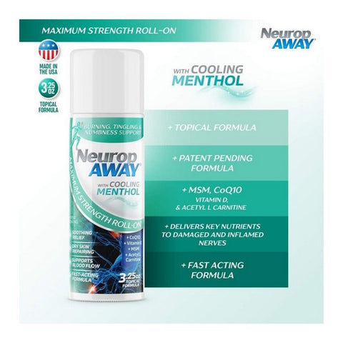 Neuropaway, Roll On With Menthol, 3.25 Oz