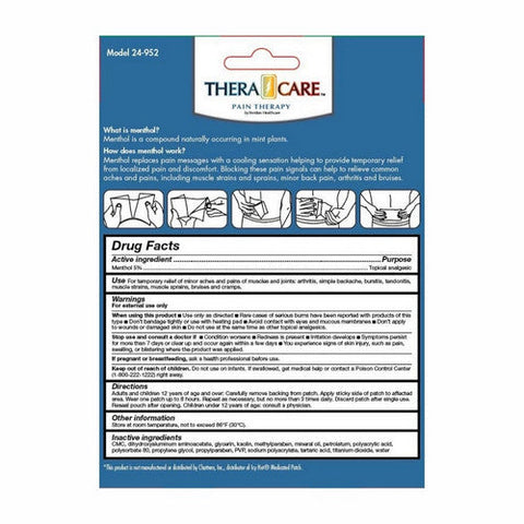 Theracare, Menthol Cold Hot Medicated Patch, 5 Count Theracare